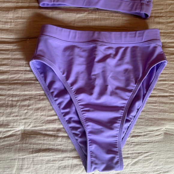 NWOT Xhilaration Bandeau Top High Leg High Waist Bottoms Lilac Bikini Set - Picture 9 of 13